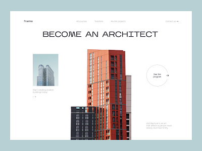 Website of the School of Architecture architecture concept course design education homepage mainpage school typography ui uidesign ux webdesign website