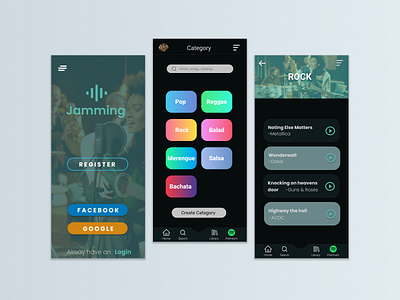 Jamming app UI design graphic design ui