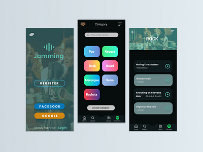 Jamming app UI design