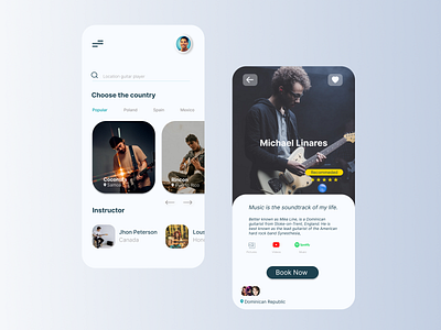 Guitar instructor locator app graphic design ui