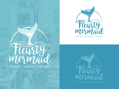 Fleurty Mermaid Logo beach branding identity logo mermaid vintage