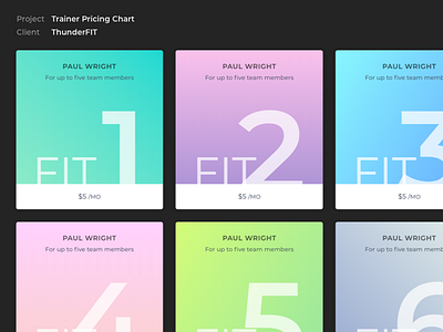 Pricing Table for ThunderFIT