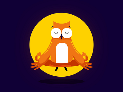 Meditating Owl aftereffects animation branding character design dribbble flat illustration meditation motion graphics motiongraphics owl vector