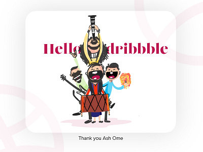 Hello Dribbble celebrations character design debut design doodle first shot graphic design illustrations music visual design