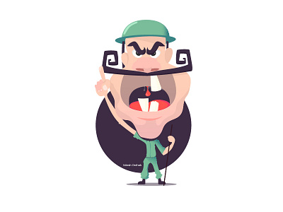Angry Watchman angry cartoon comic emotion flat illustration man vector watchman