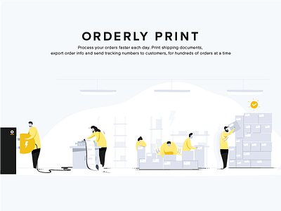 Orderly Print - Hero Illustration charge flat hero illustration process shopify ui website yellow