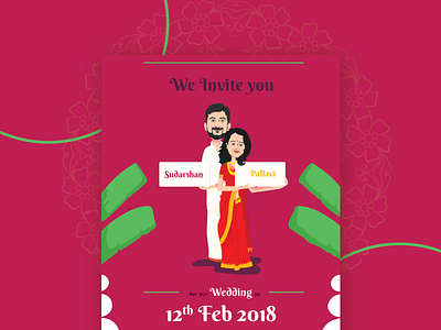 Wedding invite caricature design graphic design illustrations invite layout wedding card wedding design