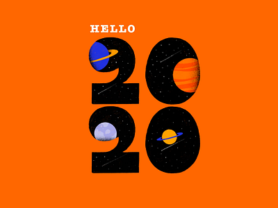 Hello 2020 celebrate design flat illustration illustrations new new year planets procreate space