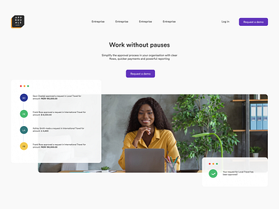 Expense Approval Platform background blur frosted glass hero section landing page saas ui ux web