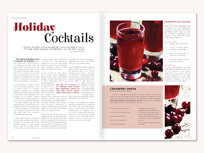 Zozzled cocktails drinks festive holiday issue layout magazine recipes spread type