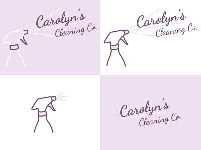 Carolyn's Cleaning Co. branding clean cleaning service house cleaning lines logo logos maid purple simple spray bottle variations