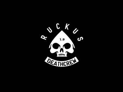 Death Crew badge death fiend identity lockup logo skull spade vintage