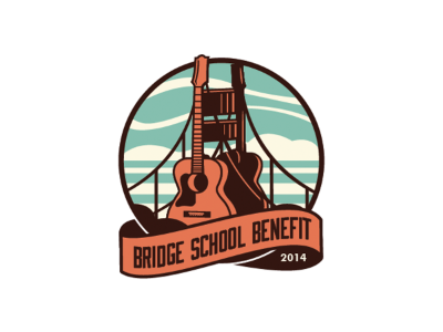 Bridge School acoustic badge bold bridge clouds golden gate guitar sanfrancisco sf vintage