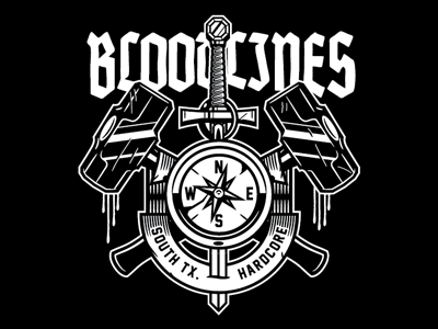 Bloodlines band banner compass hammer lockup merch sledge sword union workwear