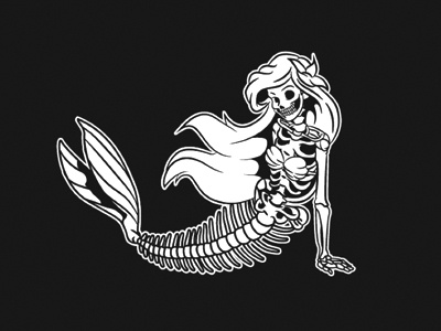 Misfits Of Disneyland ariel bones cartoon classic disney gangs illustration mermaid patch punk skeleton vintage
