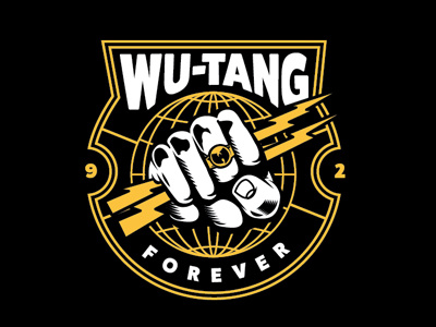 Wu badge bolt fist forever globe lightning lockup world wu tang