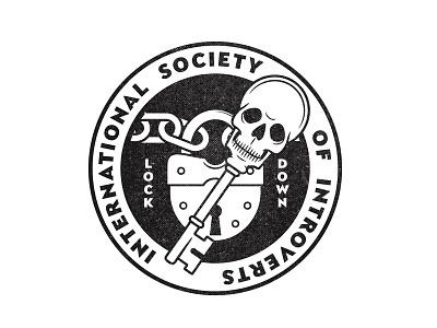 Lock Down badge death introvert key lock up skull union vintage