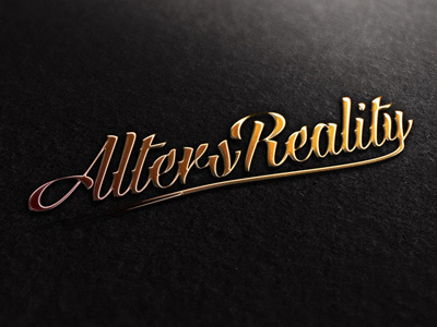 Alters Reality Logo Design Mock alters bronze cursive font logo logo design script tattoo
