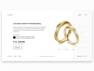 Wedding Ring E-Commerce Page branding daily ui dailyui design jewelry jewelry shop jewelry store minimalist ring ring shopping ui visual identity