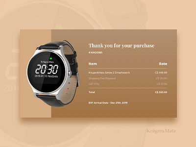 Email Receipt / Kruger&Matz Smartwatch daily ui dailyui design email receipt luxury smartwatch ui watches