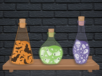 Potions art bottles cartoon digital art fantasy illustration potion witchy