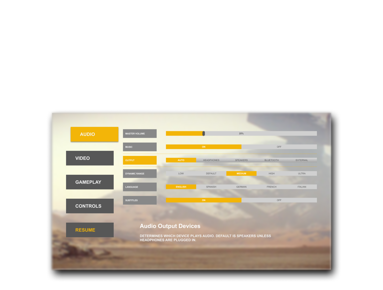 Settings menu for a game by Shivank on Dribbble