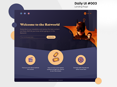 DailyUI #003 - Landing Page adobe xd batman batman2022 cinema dailyui design graphic design robert pattinson ui ux website website design