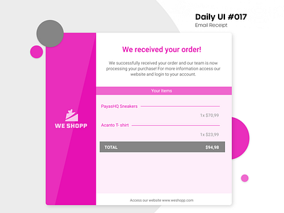 DailyUI #017 - Email Receipt adobexd dailyui design graphicdesign ui uiux userinterface ux