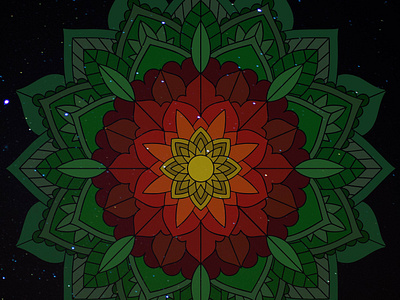 Green, red, yellow mandala