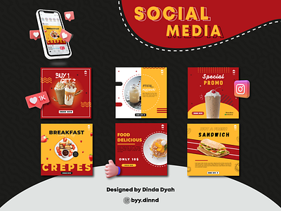 Social Media Template Design adobe ilustrator design feed graphic design illustration instagram red and orange social media template vector