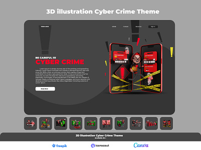 3D Cyber Crime illustration software
