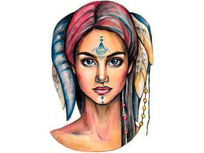 Watercolor painting. Fantasy woman's portrait. portrait watercolor watercolor painting watercolor portrait woman