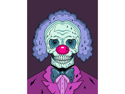 Skull#2 clown digital art skull watercolor portrait