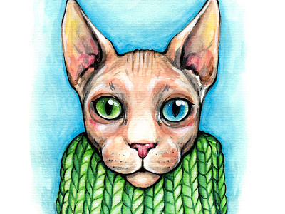 Cat#2 cat cat portrait design digital art illustration pet pet portrait portrait watercolor portrait