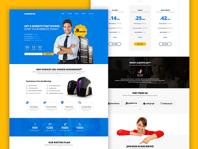 NeedHosting Website Template - Free PSD blue clean design free psd freebie freebies homepage hosting hosting template landing page onepage product product page psd technology theme uiux web design webhosting website