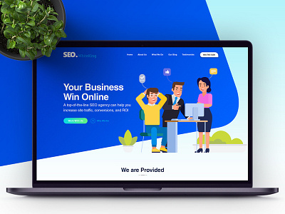 SEO White King Website Template - Freebie blue business clean design free psd freebie freebies landing page onepage product psd seo seo agency seo company seo services tempalte ui uiux web design website