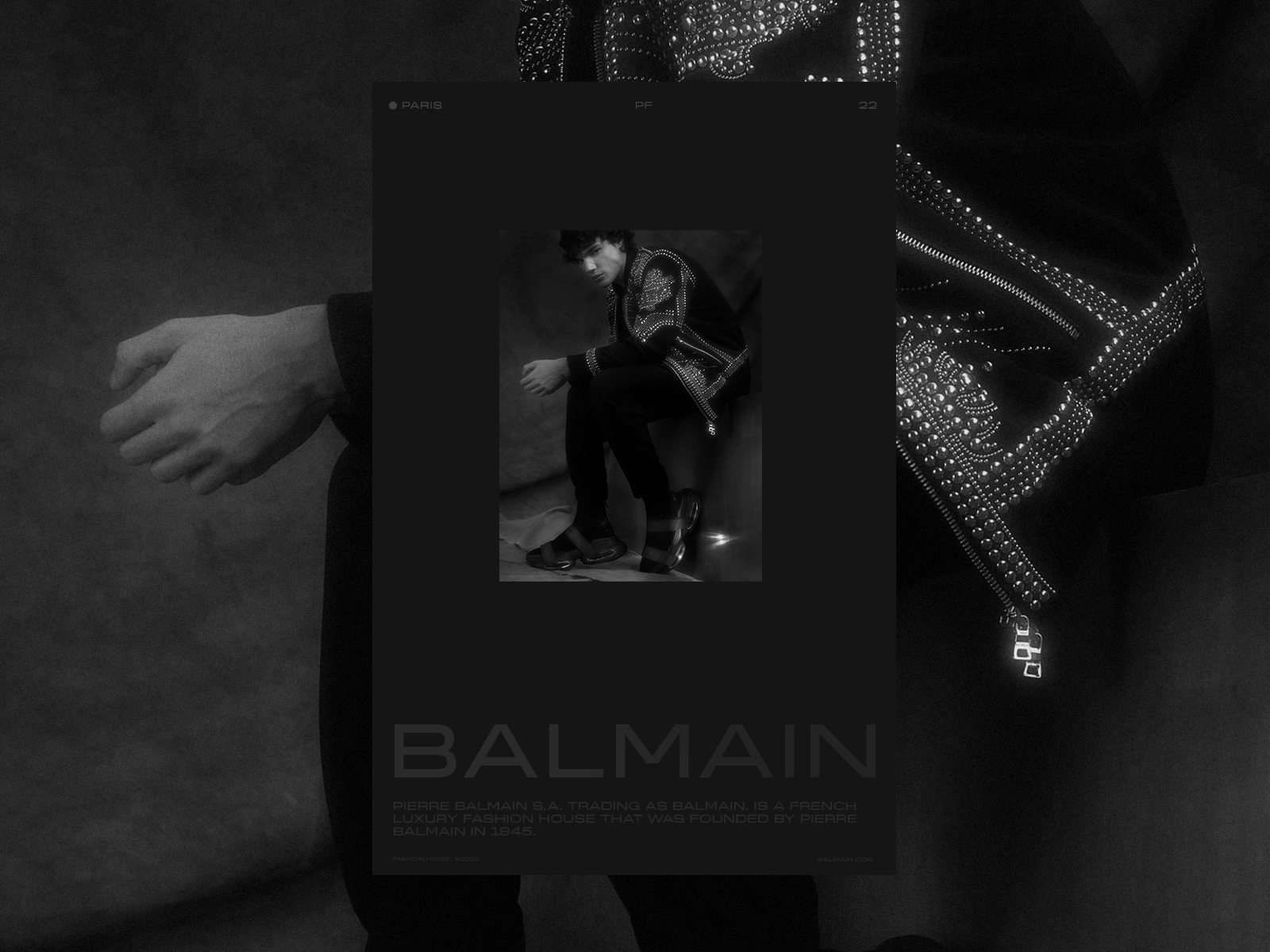 BALMAIN, Posters blackandwhite branding collection concept dark design fashion graphicdesign minimal poster typography