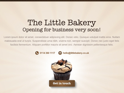 Bakery Holding Page boutique brown cake holding page website