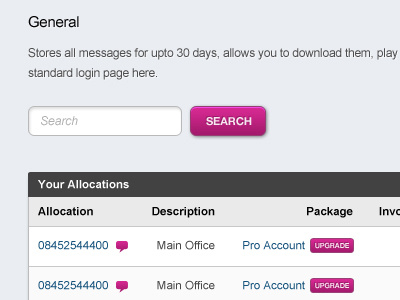 BT Admin admin button input table ui