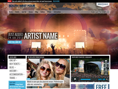 South West Four Website Design festival homepage music music festival website