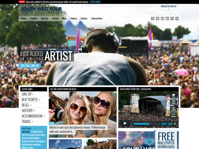 South West Four Website Design design festival homepage industry music website