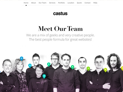 New Castus Website - Meet the Team about us agency black design meet the team photo pin web design website white