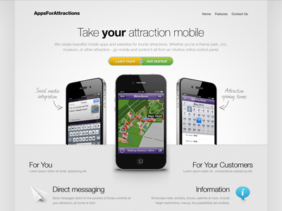 AppsForAttractions Homepage app button design home home page homepage iphone landing page website website design