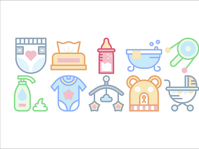 Baby Icon Pack baby icon pack colorful cute icon pack flat icon icon design icon pack outline icon