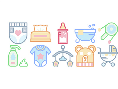 Baby Icon Pack baby icon pack colorful cute icon pack flat icon icon design icon pack outline icon