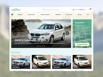 Social Network for Vehicles [Homepage Design] advertisement background buy design homepage menu sell vehicle