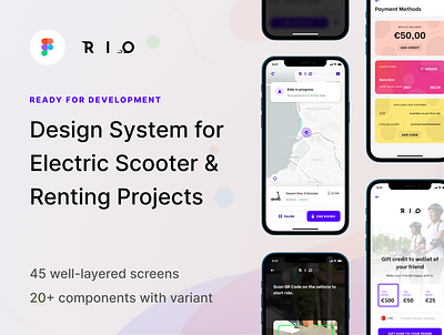 Rio — Design System for Sharing Projects bike component design kit design system electric scooter escooter global styles ready for development renting sharing stylekit ui uikit variant