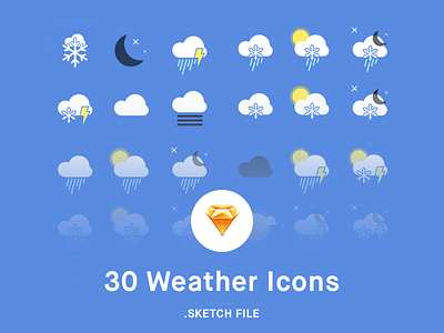 Weather Icons [sketch] app free icon icons iconset rainy sketch snow sunny weather