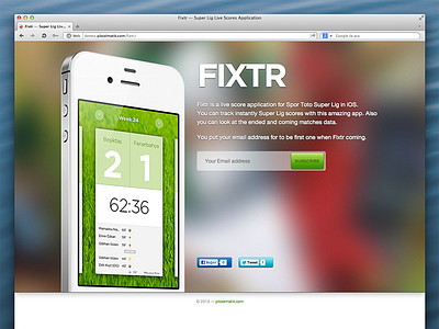 Fixtr Web (Landing Page) background blur effect football iphone landing live score site soccer web