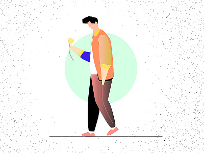 illustration - Man walking clean design flat illustration new ui vector